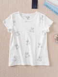 Ifomt New Deer Print T-shirts+Eyelet Long Pant Women Summer Cotton Cute Pajama 2 Piece Set Sweet Vintage Home Trouser Two Sets Y2K