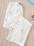 Ifomt New Deer Print T-shirts+Eyelet Long Pant Women Summer Cotton Cute Pajama 2 Piece Set Sweet Vintage Home Trouser Two Sets Y2K