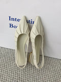 IFOMT Pleated Pointed-Toe Solid Color Split-Joint Sandals Sling Shoes