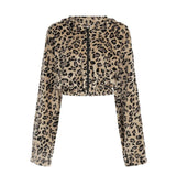 IFOMT Spring Outfits Y2k Leopard Retro Jackets Fashion Women Streetwear Clothing Long Sleeve Fleece Cropped Coat Autumn Winter New