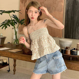 IFOMT High Waist Ruffled Mini Dress For Women Floral Skirt Frill Splice Summer Fashion Top And Skirt Two Styles Sweet Skirts