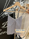 Ifomt Lace Trim Plaid Sweet Summer Camisole Three Button V-neck Chic Fashion Loose Tank 2025 Summer New Vintage Sleeveless Camis Vest