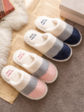 IFOMT Indoor Non-Slip Keep Warm Striped Slippers