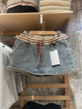 Ifomt Vintage Denim Mini Cargo Skirts Women New Casual Slim Sexy Low Rise Drawstring Skirt American Retro Sweet Preppy Style Y2K Falda