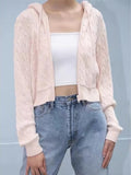 Ifomt Sweet Pink Twist Knitted Jackets Sweater For Women Fall Winter Zipper Hooded Coat Top Streetwear Fashion Outerwear Y2k Harajuku