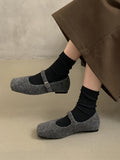 IFOMT Hollow Shallow Cut Split-Joint Square-Toe Flat Shoes Mary Janes