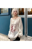 IFOMT Christmas Thanksg Gifts Fall Distressed Graffiti Oversized Sweater