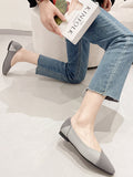 IFOMT Contrast Color Pointed-Toe Split-Joint V-Cut Flat Shoes Flats