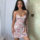 IFOMT Casual Winter Outfits Floral Flower Print  Sleeveless Beachwear Casual Short Women'S Dresses 2024 Summer Y2K Vacation Fashion Clothing