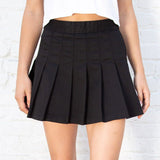 Ifomt Vintage Classic Black Pleated Skirt Women Summer Solid High Waist Zipper Mini Skirts Female Simple Casual Y2k Short Faldas 2025