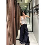 Ifomt America High Waist Black High Streetwear American Casual Wide Leg Pants Women Jeans Plus Size Basic Baggy Retro Straight Trouser