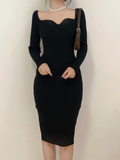 IFOMT Vintage Harajuku Slim Sweater Dress Women Autumn Winter Long Sleeve Bodycon Knitted Midi Dresses Party Evening Club Female