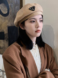 IFOMT 3 Colors Vintage Solid Color Woolen Beret Hat
