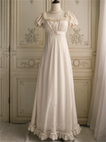 Ifomt White Embroidery Regency Era Dress Empire Waist Jane Austen Costume Robe Vintage High Waistline Tea Party Wedding Dress Ball Gow