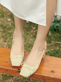 IFOMT Belt Buckle Rhinestone Split-Joint Square-Toe Pumps Sling Shoes