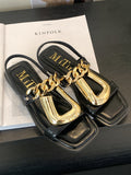 IFOMT Chains Open Toe Split-Joint Square-Toe Sandals