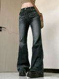 IFOMT Low Rise Washed Slim-Fit Boot-Cut Jeans