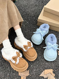 IFOMT Bowknot Round-Toe Split-Joint Platform Shoes Slippers&Mules