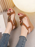 IFOMT Elasticity Open Toe Peep Toe Sandals Wedges & Flatform