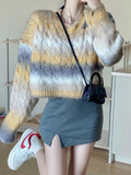 IFOMT Ombre Cable Knit Short Sweater