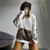 IFOMT Outfit Winter Leopard Print Hoodies Women Y2K Streetwear Hip Hop Sweater Oversize Harajuku Hooded Sweatshirt Vintage Autumn