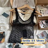 Ifomt Love Graphic Bow Sweet Tank Top Street Party See Through Thin Mesh Sexy Y2K Tops Sheer Slim Summer Camisole Cover-ups 2025 New
