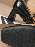 IFOMT Lace-Up Shallow Cut Square-Toe Pumps