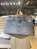 Ifomt Casual Women Blue Denim Mini Skirts Summer Vintage High Waist Pockets A-line Skirts Female Y2k Streetwear Slim Bottoms 2025