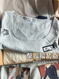 Ifomt Spicy Girl U-neck Long Sleeve Slim T-shirt Spring Summer Retro Solid Color Casual Cotton Tees Gray Tight Street Y2K Tops 2025