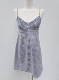 Ifomt Sweet Pink Plaid V-neck Mini Dress Women New Casual Buttons Lace Trim A-line Short Vestidos Vintage Preppy Style Dresses Y2K