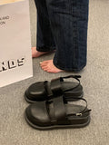 IFOMT Belt Buckle Hollow Round-Toe Split-Joint Sandals Wedges & Flatform