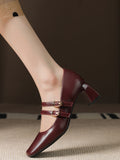 IFOMT Lace-Up Shallow Cut Square-Toe Pumps