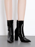 IFOMT Pointed-Toe Shiny Split-Joint Boots Pumps