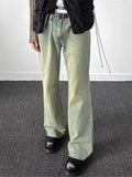 IFOMT Low Waist Washed Straight-Fit Boot-Cut Jeans