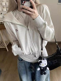 IFOMT Zip Up Cardigan Loose Hoodie