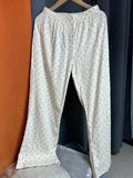 Ifomt American Retro Straight Pants Little Rabbit Print Cute Chic Long Pants Cotton Elastic Waist Homewear Casual Summer Trouser Women