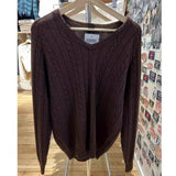 Ifomt Vintage Brown Twist Knit Sweater Cotton Blend Warm V-neck Streetwear Female Pullover Loose Harajuku Y2K Winter Top Woman New