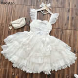 Ifomt Japanese Gothic Lolita Jsk Dress Elegant Women Kawaii Lace Ruffles Bow Princess Mini Dresses White Girls Sweet Y2k Party Dress
