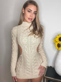 IFOMT Taruxy Knit Women Beach Dress  Autumn Bodycon Backless Long Sleeve Sexy Dresses Party Mini Dress Femme Y2K Holiday VestidosChristmas Gifts