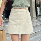 Ifomt Elegant Solid Mini Denim Skirts Women Slim Fashion New Summer Streetwear Casual Student Skirt Skort Harajuku Y2k Faldas Vintage