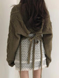 IFOMT Solid V Neck Tie Back Loose Sweater