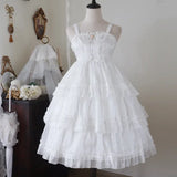 Ifomt Love Organza ~ Sweet Lolita JSK Dress Tiered Cute Mini Party Dress Gothic Y2k Pink Princess Dresses