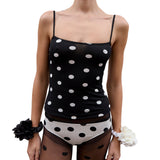 IFOMT Outfit Womens Elegant Cute Slim Fitted Square Neck Camisoles Summer Sleeveless Open Back Dot Print Tank Tops Vest Streetwear