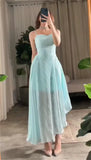 Ifomt Customized  Exquisite Spaghetti Sheath Cocktail  Fold Draped Chiffon Occasion Evening Gown vestidos de fiesta	 فساتين سهره نسائ