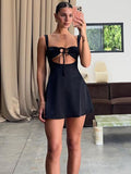 IFOMT Bandage Sexy Sheath Dress For Women 2024 Summer Hollow Out Lace Up Sundress Femme Beach Sexy Slim Elegant Dresses WomanChristmas Gifts