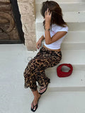 IFOMT Outfit Fashion Leopard Printing Long Skirts Vintage Women Elegant Loose High Waist Bodycon Dress Summer Chic Lady Casual Streetwear