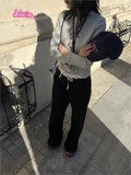 Ifomt Casual Patchwork Drawstring Women Sweatpant Cotton Fashion Street Y2K Wide Leg Pant Spring Summer Chic Sporty Trouser 2025 New