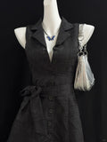 Ifomt Party Dresses Slim Punk Y2k Goth Vintage Sleeveless V-Neck Dress Button Short Skirt 90s Clothing Summer American Harajuku Grunge