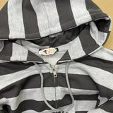 Ifomt Vintage Stripe Pockets Hoodies Women Autumn New Warm Drawstring Long Sleeve Cardigan Top Casual Streetwear Y2K Sweatshirt Female