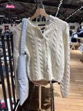 Ifomt Chic Twisted Flower Knit Sweater Cardigan 2025 Spring Long Sleeve O-neck Single Breasted Casual Coat Streetwear Sweet Sweater